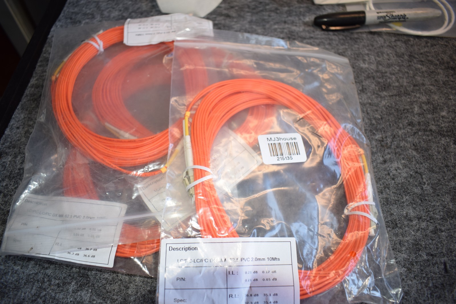 Fiber Optical 10M-LC/PC-LC/PC-MD) MM DX 62.5 2.0mm PVC #215135-R1*B46