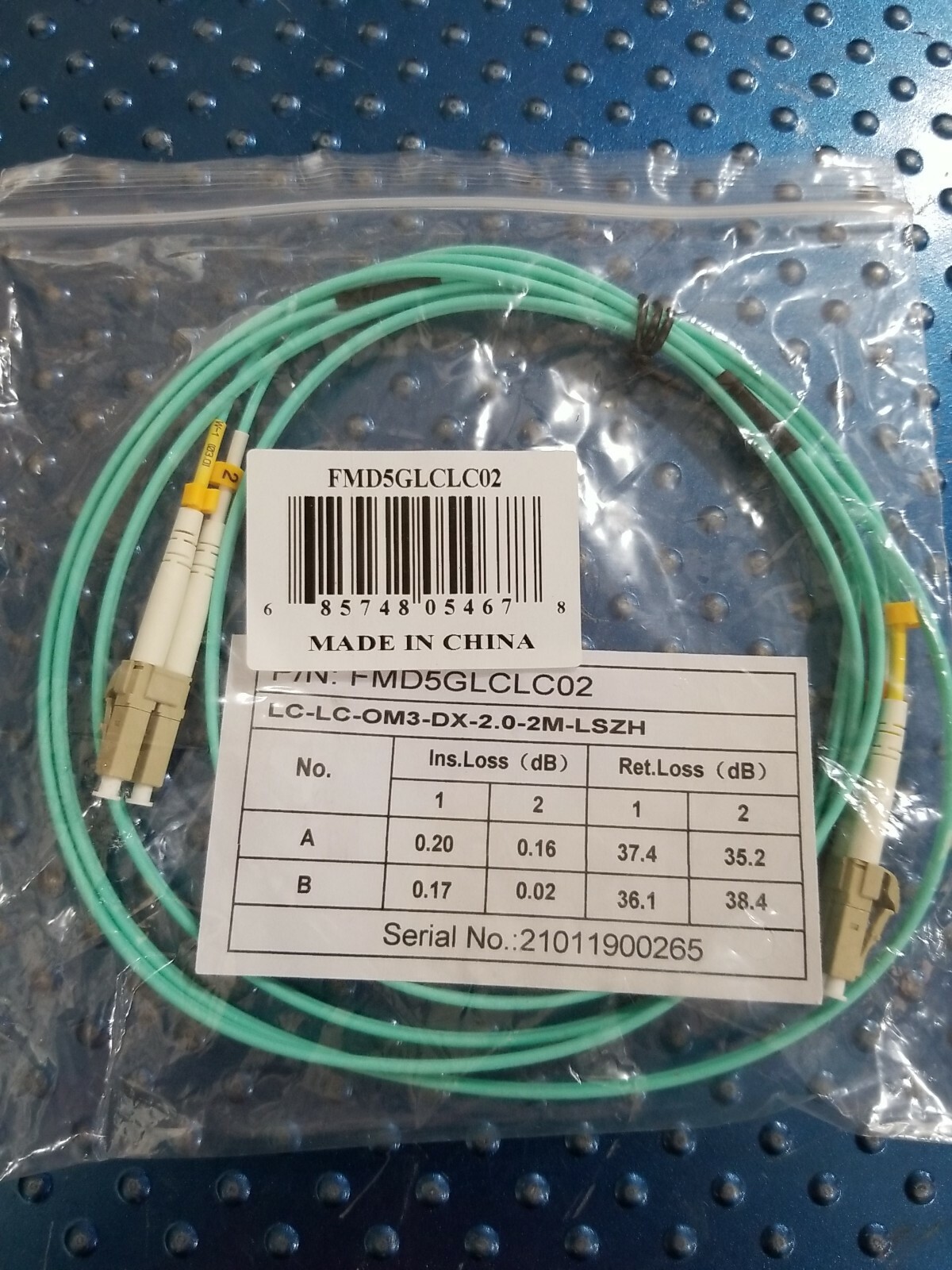 LC-LC OM3 10 Gigabit Multimode Duplex 50/125 Fiber Optic Patch cable OFNR 2meter