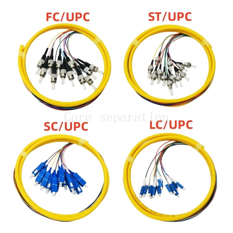 12 Fiber FC ST SC LC UPC SingleMode SM 9/125 Bunch Fiber Optic Pigtail 1m