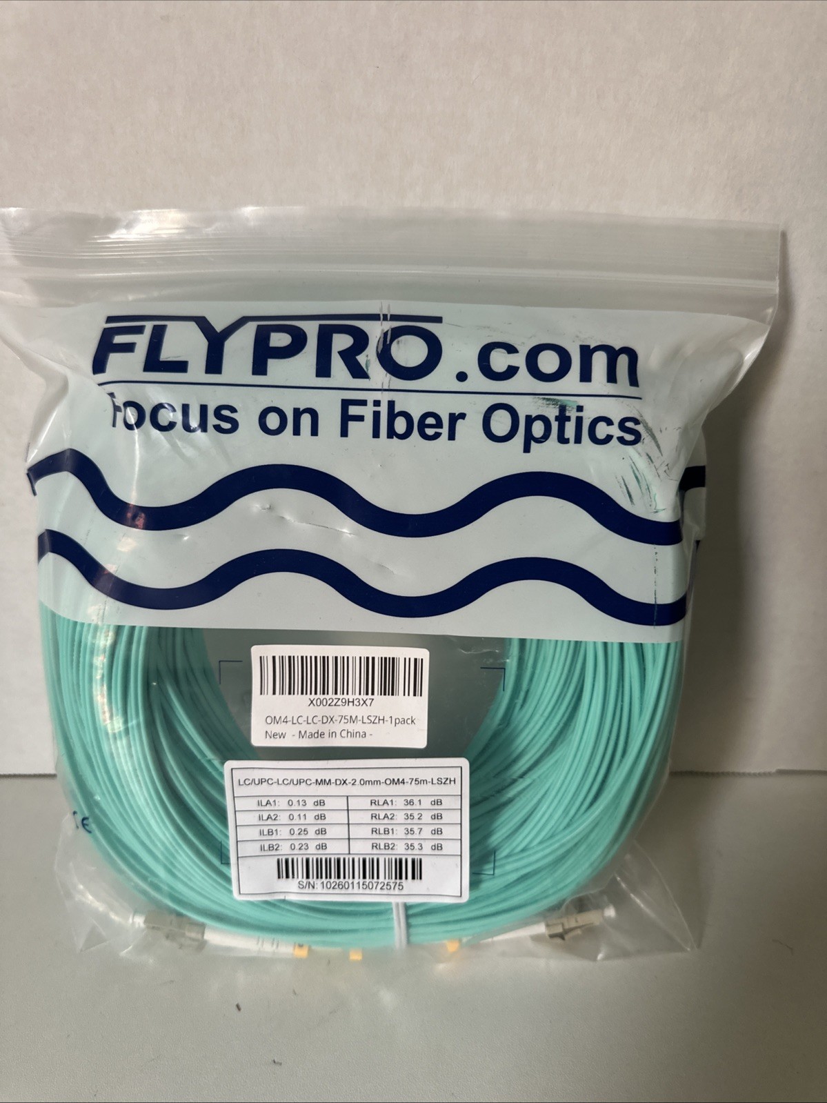 FLYPRO OM4 LC-LC -DX-75M-LSZH 2.0mm MultiMode DX 15M LSZH Fiber Patch Cable