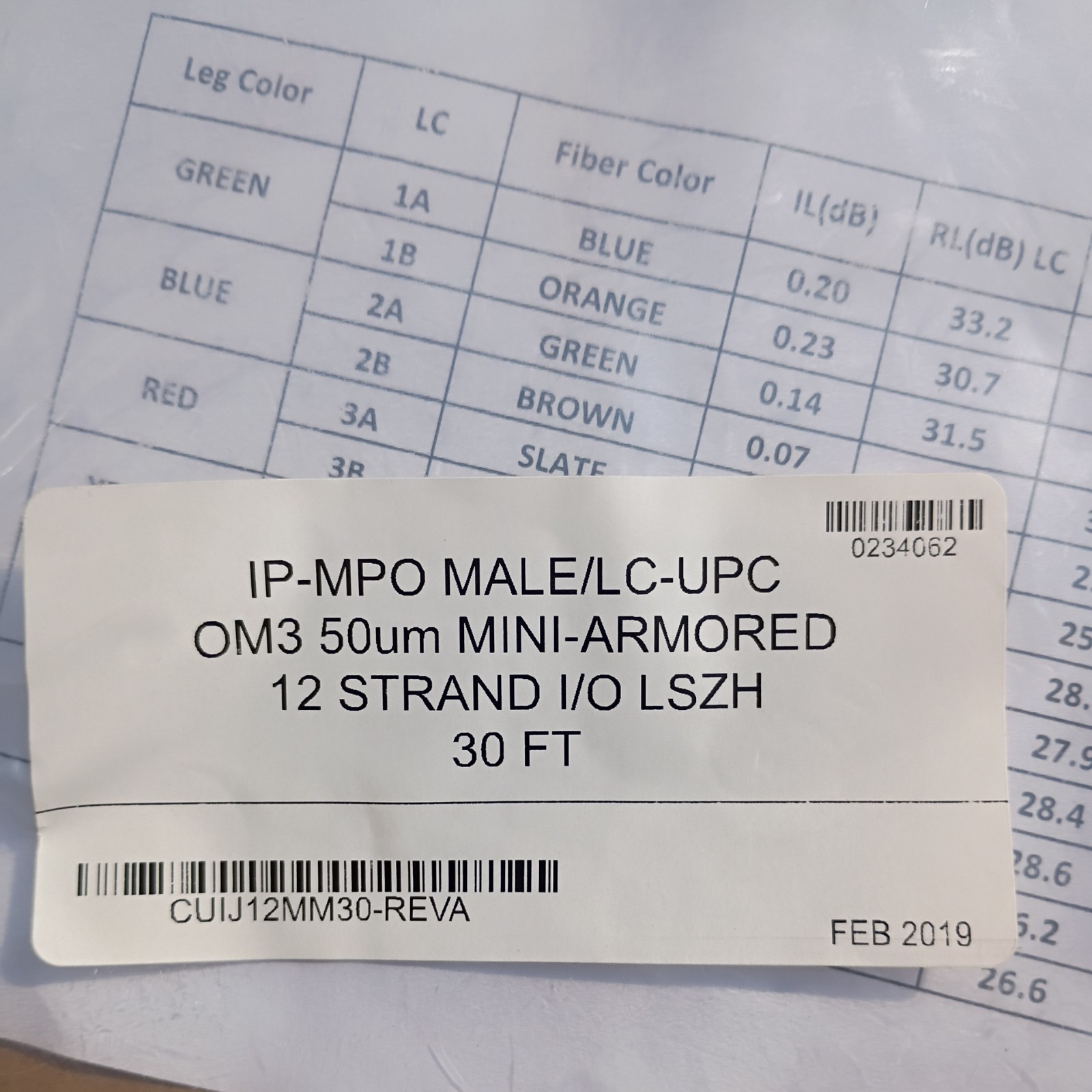 SENKO OM3 MPO to 12 LC Fiber Cable 30FT Armored LSZH 50um MMF
