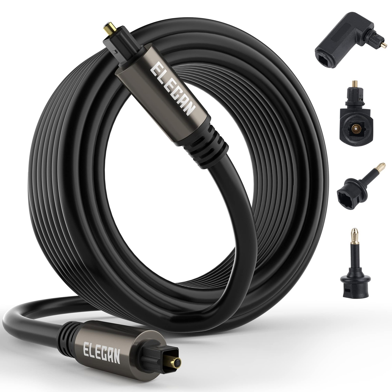 Optical Audio Cable 30 Ft Digital Audio Toslink Cable Cord-Fiber Optic-Gold P…