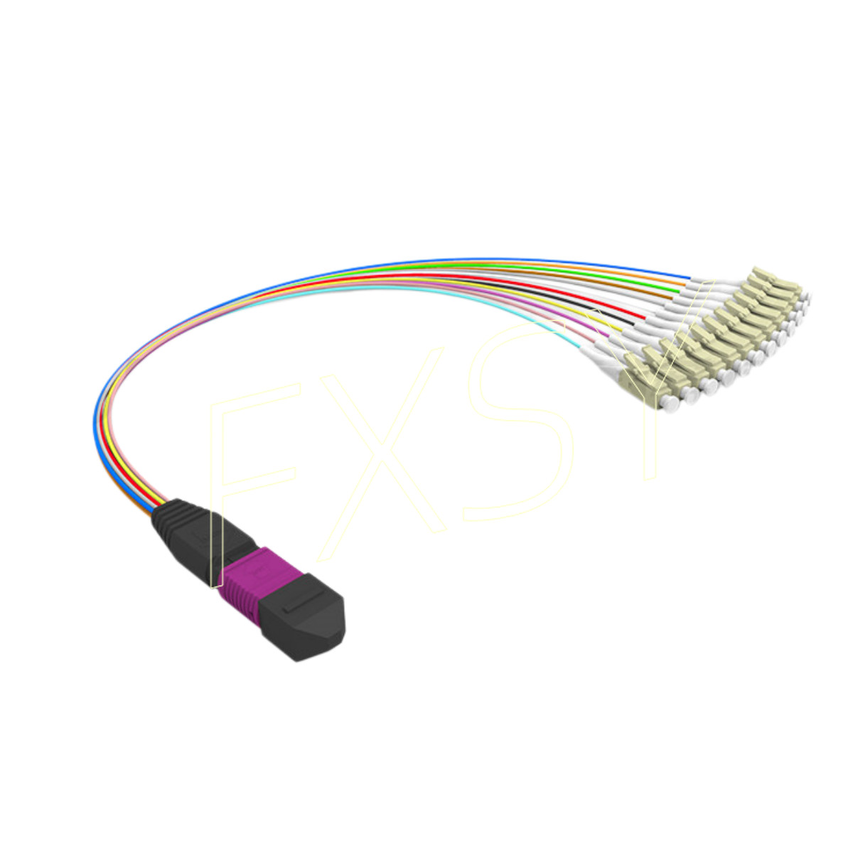 MPO to LC OM4 12 Core Breakout Fan Fiber Optic Patch Cord Cable For MTP Cassette
