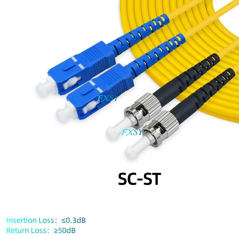 5Pcs 1m 2m 3m 5m 10m 15m SC/UPC to ST/UPC Duplex SM Fiber Optic Patch Cord LSZH