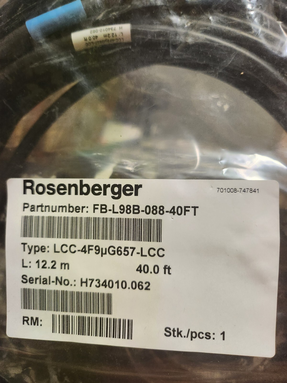 Lot Of 2 NEW Rosenberger FB L98B 088 40 Feet type Lcd Fiber Cable