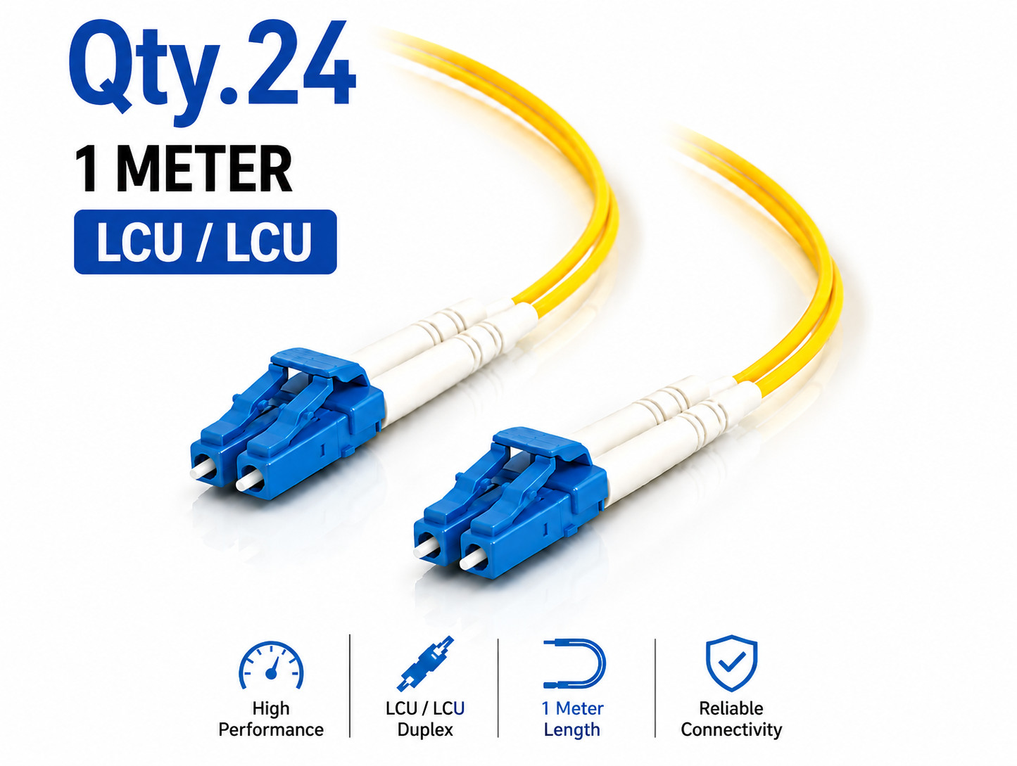 (24) 1 Meter LC/UPC – LC/UPC Duplex Fiber Patch Jumper OS2 SMF Singlemode Cable