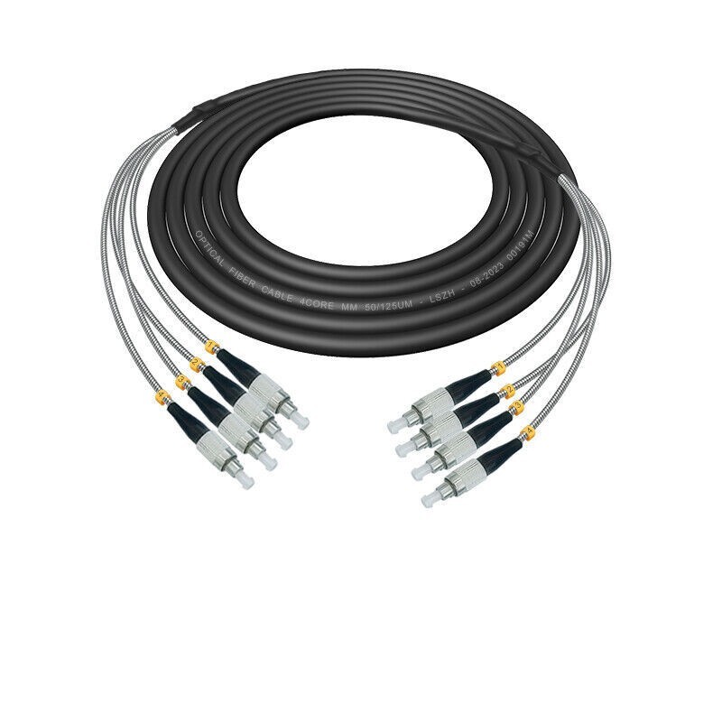 1M~20M 4 Strand MM OM3 7mm Fiber Optic Outdoor Cable with FC/SC/ST/LC Connector