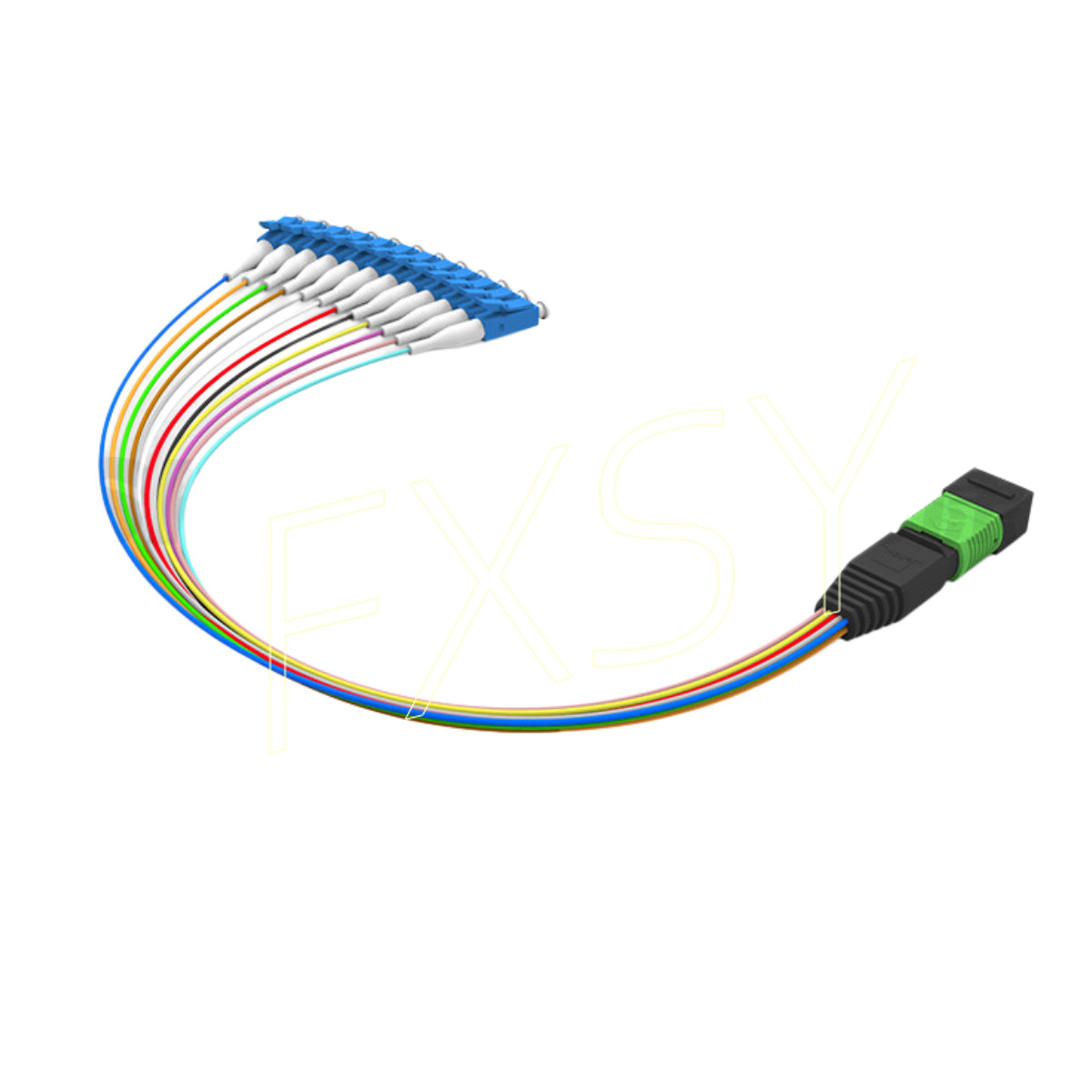MPO to LC SM 12 Core Breakout Fan Fiber Optic Patch Cord Cable For MTP Cassette