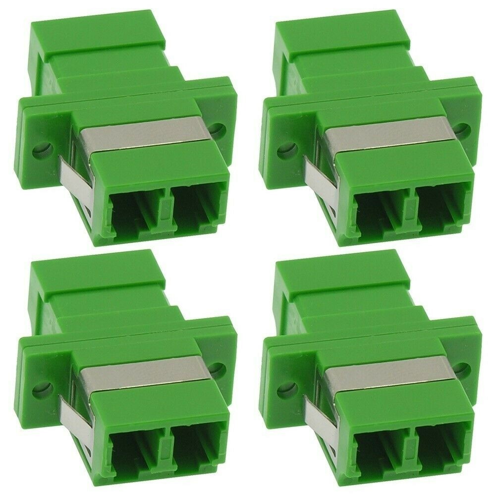 4x LC APC Duplex Singlemode Flange Fiber Optical Adapter Connector Coupler Green