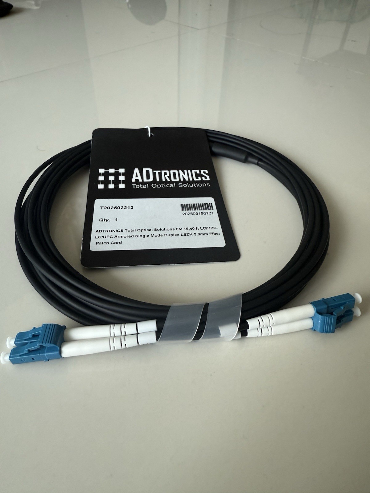 Armored Outdoor Fiber Cable LC LC 5M Singlemode 9/125 Duplex Network Patch Cord
