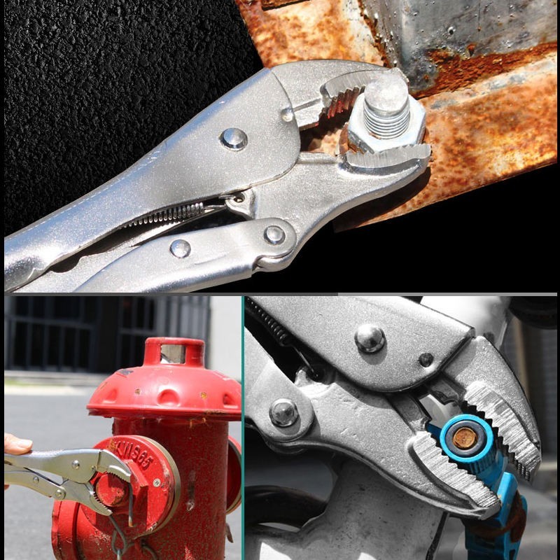 Locking Pliers Steel Round Nose Welding Tool Straight Jaw Lock Mole Pliers Vice