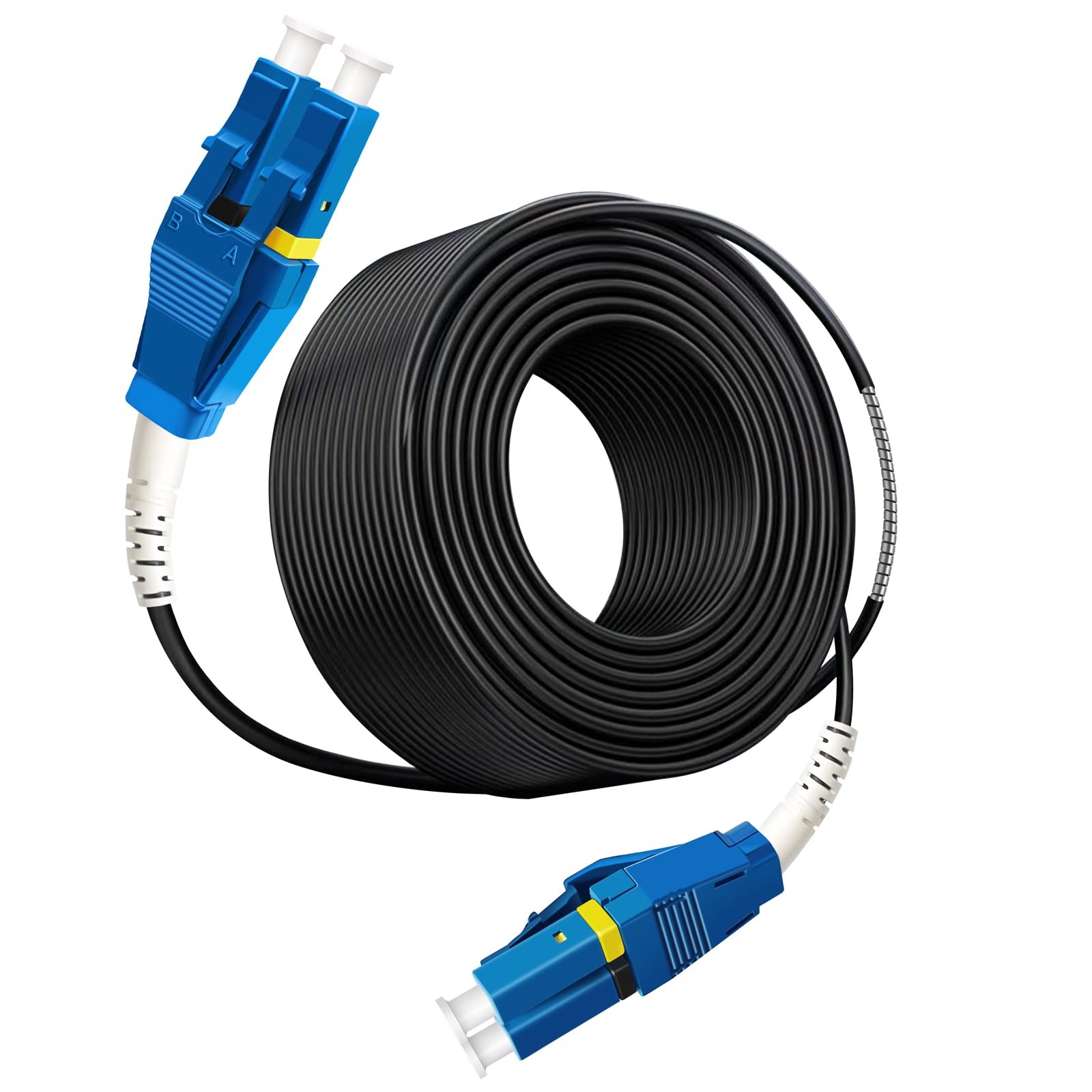50 Meters Uniboot LC to LC Outdoor Armored Fiber Patch Cable, Low Friction Si…