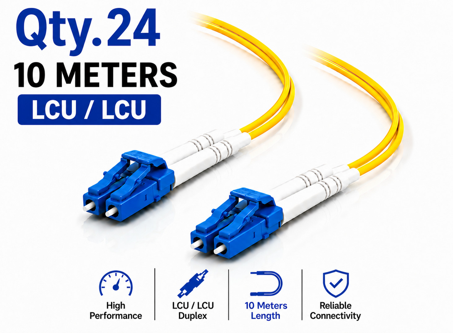 (24) 10 Meter LC/UPC – LC/UPC Duplex Fiber Patch Jumper OS2 SMF Singlemode Cable
