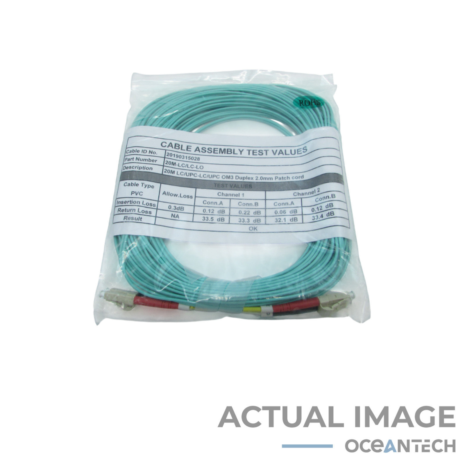 New 20m LC-LC-LO Multimode Fiber Optic Cable Om3 Duplex 2.0mm Patch Cord