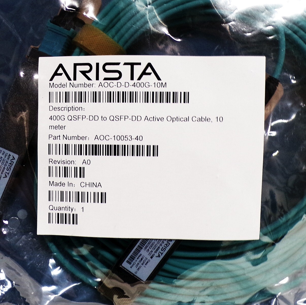 New Sealed ARISTA AOC-D-D-400G-10M Active Optic Fiber Cable AOC-10053-40
