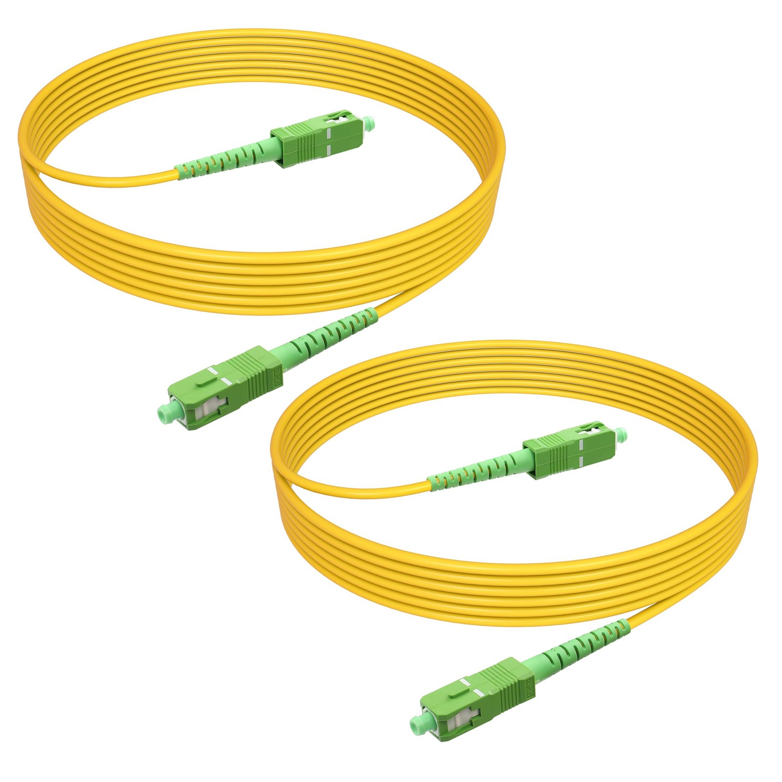2 PCS SC/APC To SC/APC Fiber Optic Patch Cable OS2 Simplex 2m 6.5 FT White