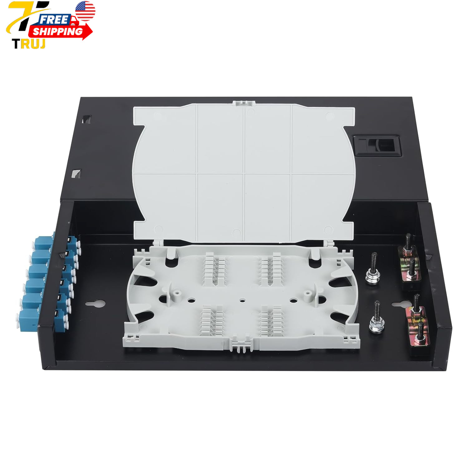 3-Pack LC-UPC 6 Duplex 12 Port Wall Mount Fiber Enclosure with Splice Tray Singl