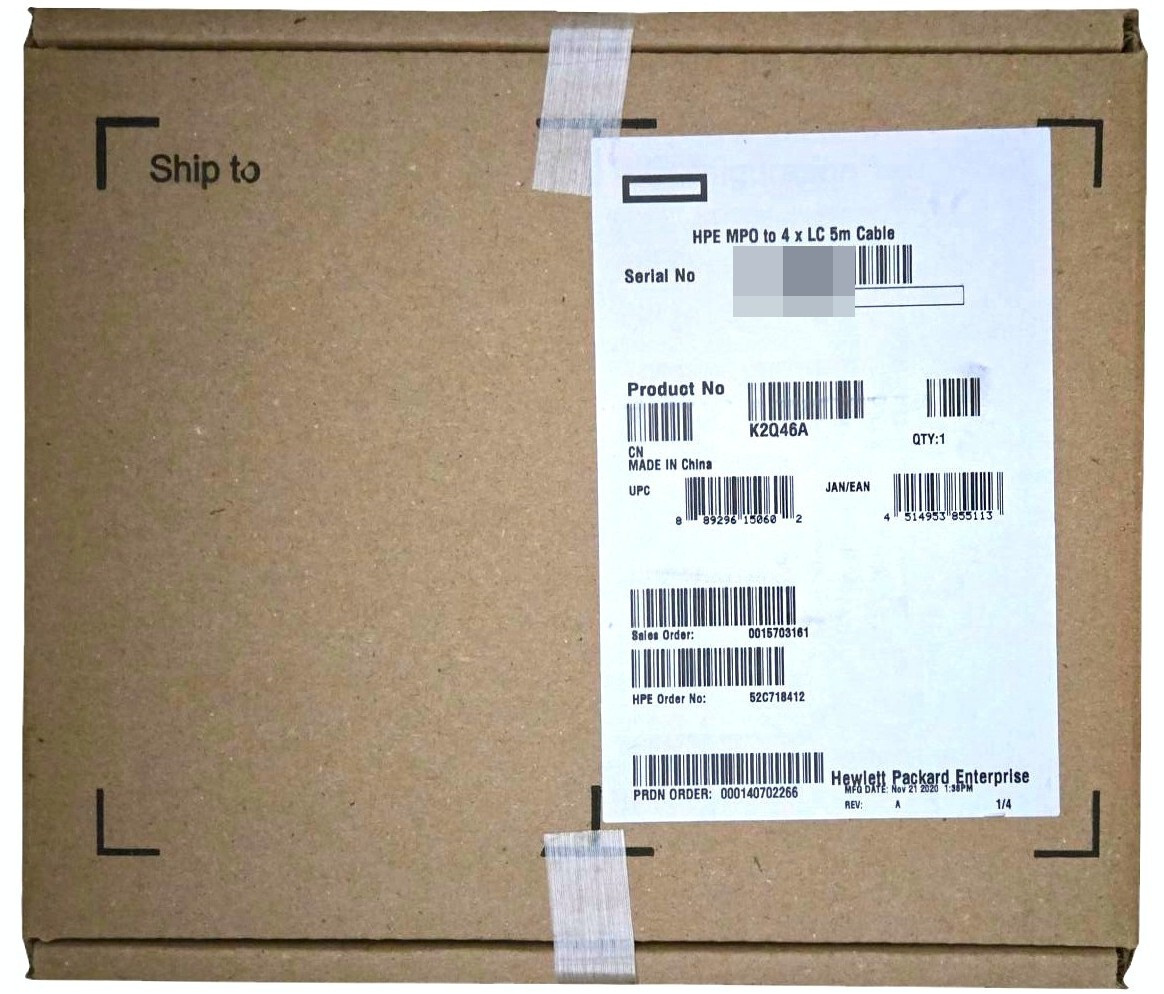 NEW Sealed HPE MPO to 4 x LC 5M Breakout Splitter Cable 800867-001 K2Q46A