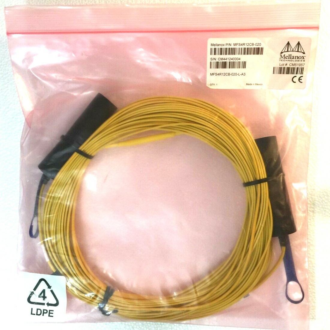 NEW Mellanox 40Gb QSFP 20M 65ft MFS4R12CB-020 Active Fiber Optic Cable QDR/FDR10