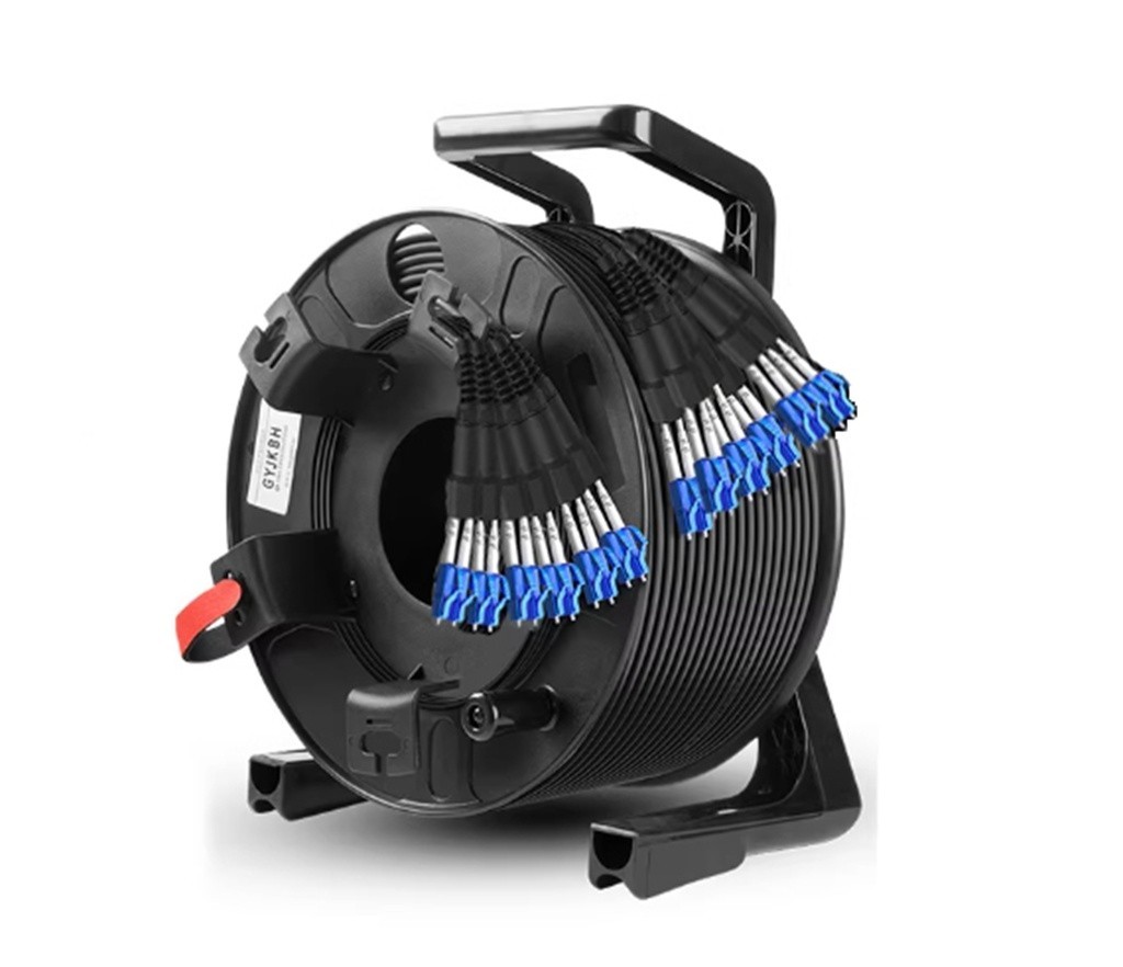 Armored Fiber Optic Cable LC to LC 12 Strands Single Mode with Fiber Reel