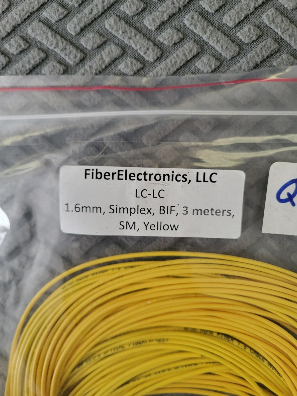 (9) FiberElectronics LC-LC 1.6mm SIMPLEX BIF 3 METERS SM YELLOW