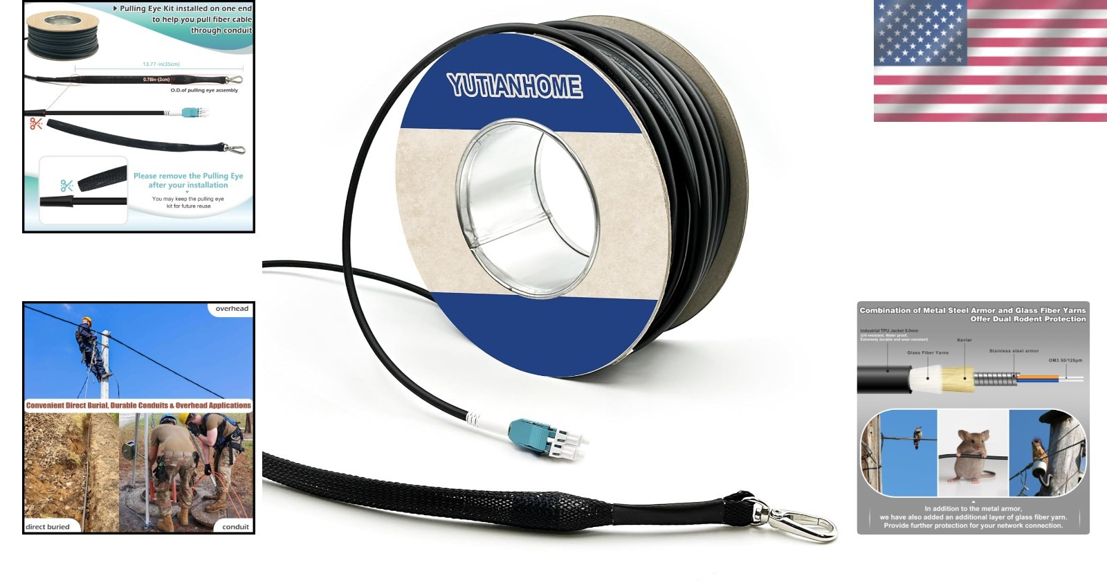 165ft LC-LC Outdoor Armored Fiber Patch Cable