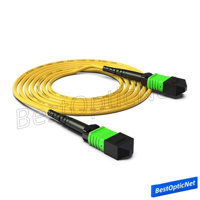 MPO16 APC Female to MPO16 APC Female 16 Core SM OS2 Fiber Optic Patch Cord DR8
