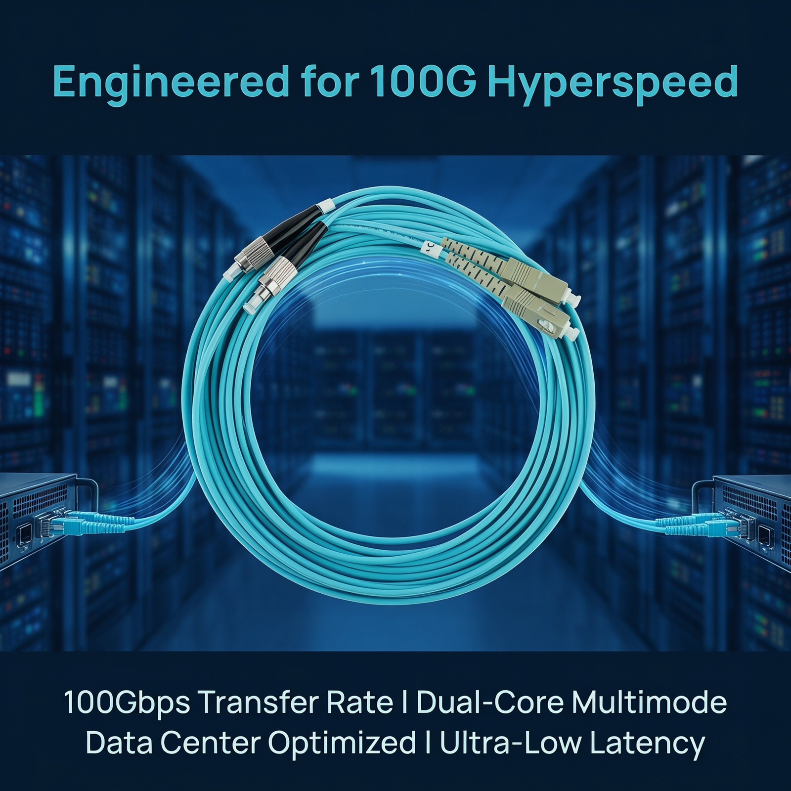 Fiber Optic Cable Patch Cord SC to FC Duplex Multimode 10G OM3 1m-40m
