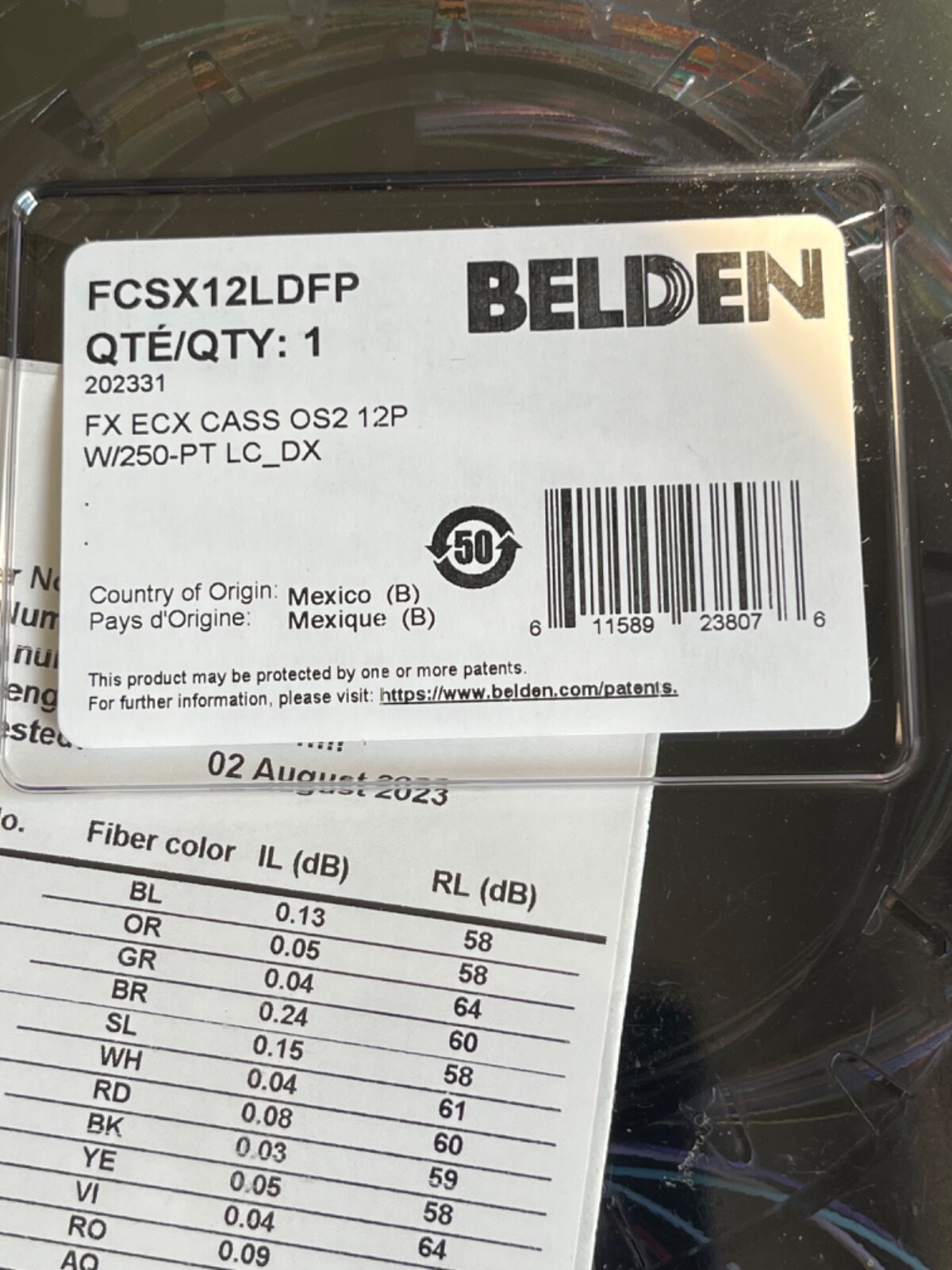 Belden FCSX12LDFP Fiber Cassette Pigtails Singlemode LC OS2 12P
