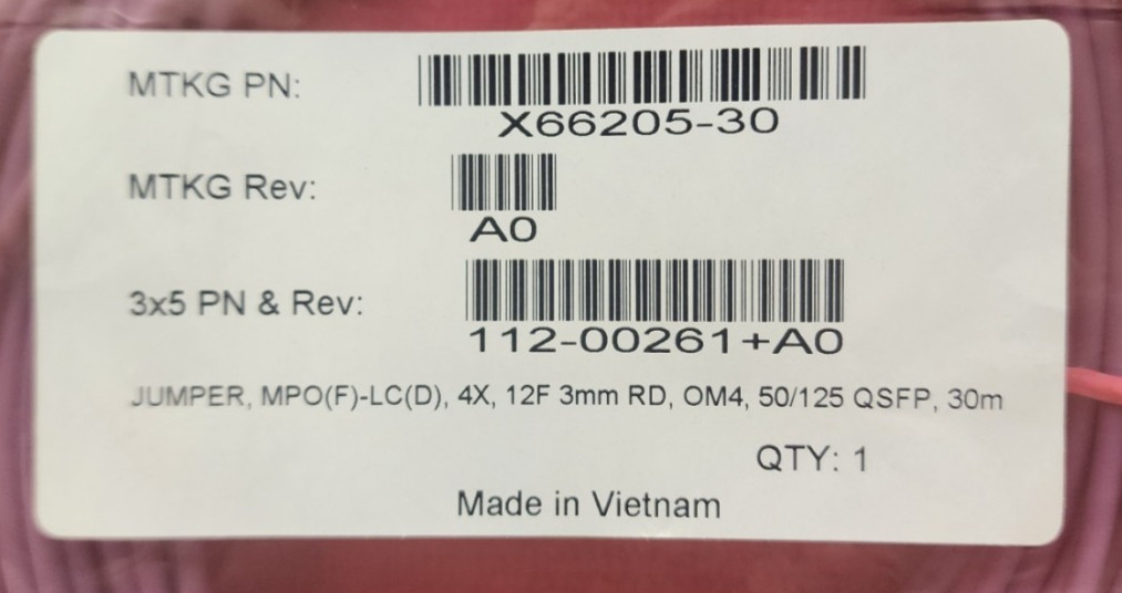 NetApp X66205-30 MPO to 4xLC 30M OM4 Fiber Optic Data Cable – 112-00261