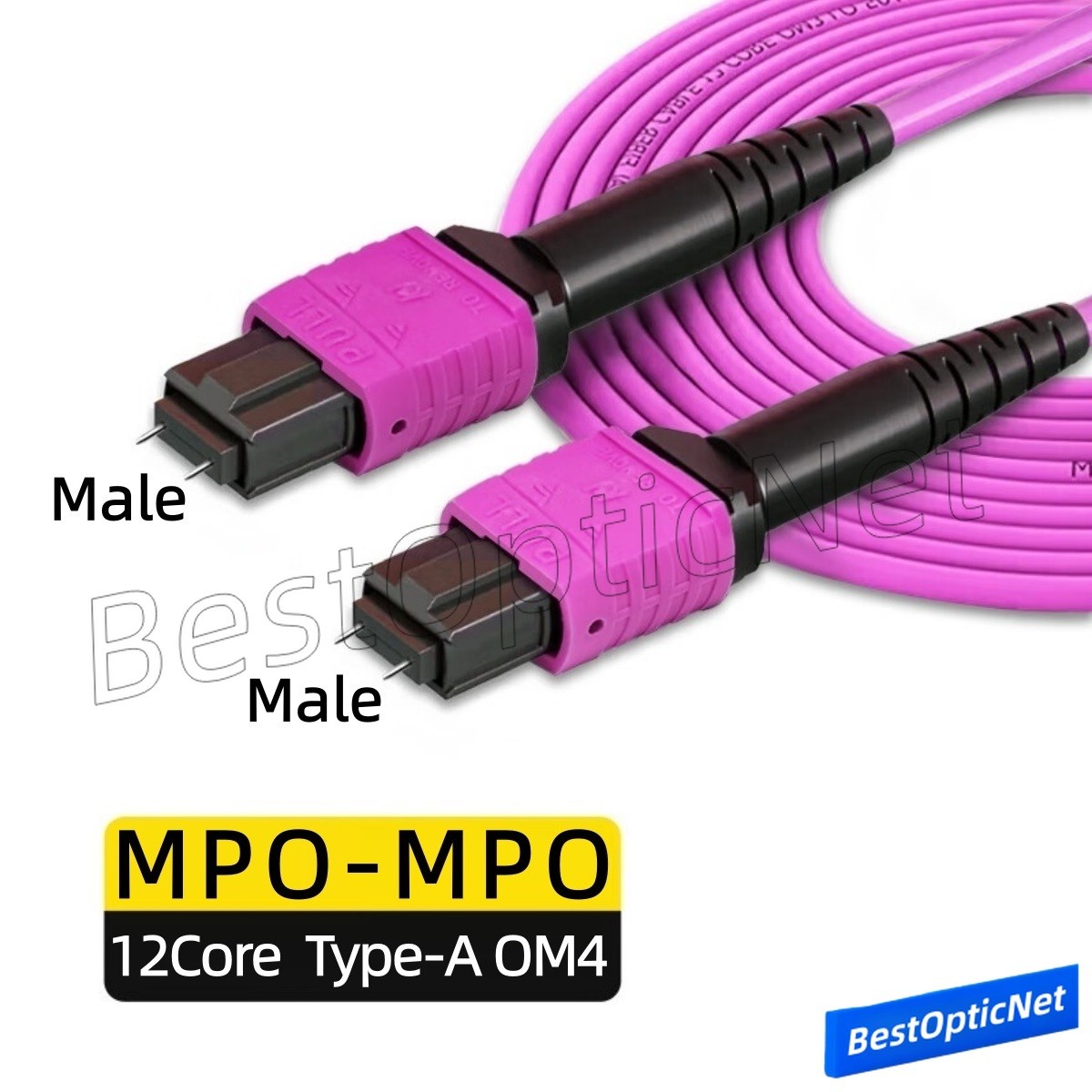 1-70m MPO Male to MPO Male OM4 12 Core Fiber Optic Patch Cord Cable QSFP SR4 Lot