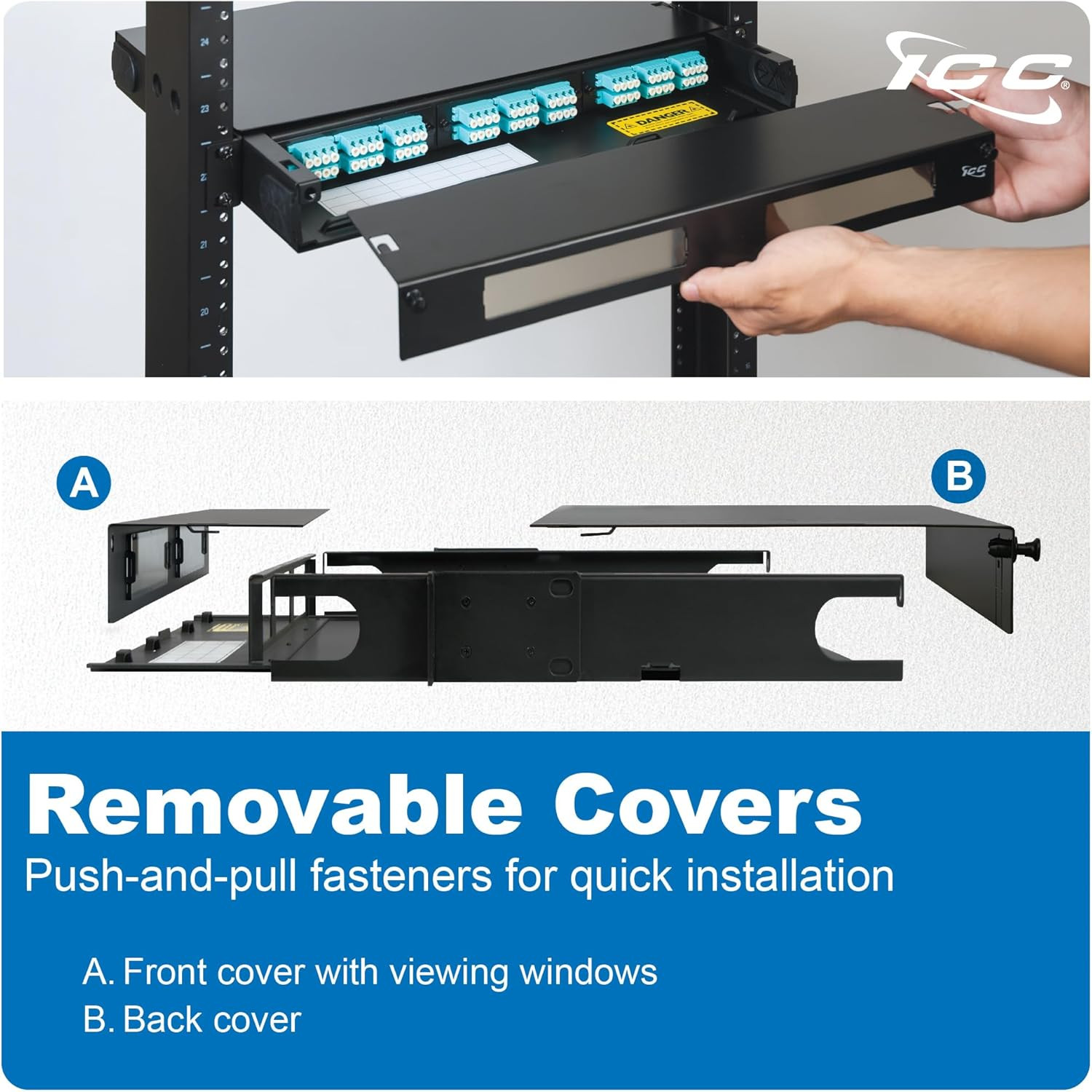 1U Fiber Optic Rack Mount Enclosure – 3 Slots for LGX Compatible Adapter Panels