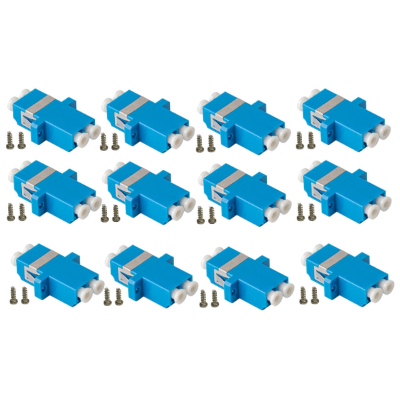 – 12-Pack Blue Duplex LC to LC Fiber Optic Adapters Couplers for Singlemode Fibe
