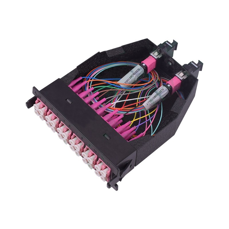 24 Fibers OM4 Multimode MTP/MPO Cassette Box 2x MTP-12 to 12x LC Duplex Type A