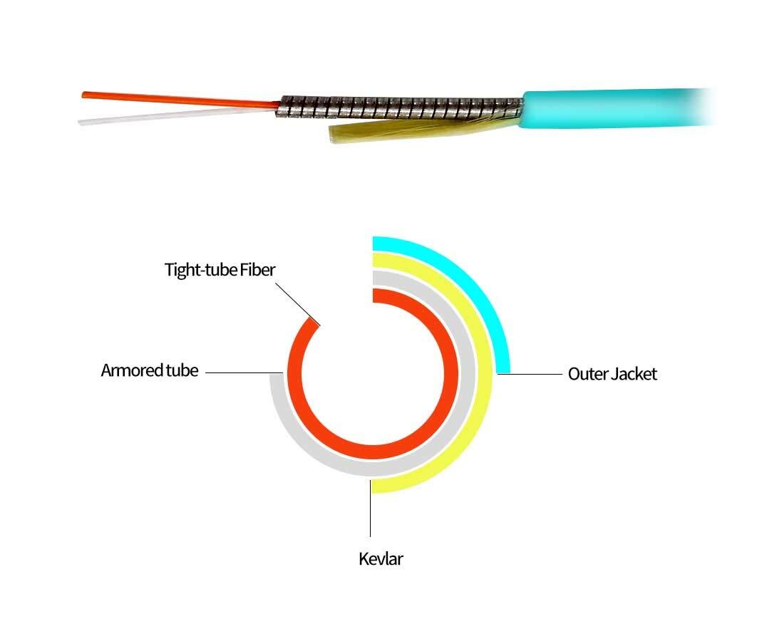 30Meters 100FT LC to LC 10G OM3 Indoor Armored Duplex 50/125 Fiber Optic Cabl…