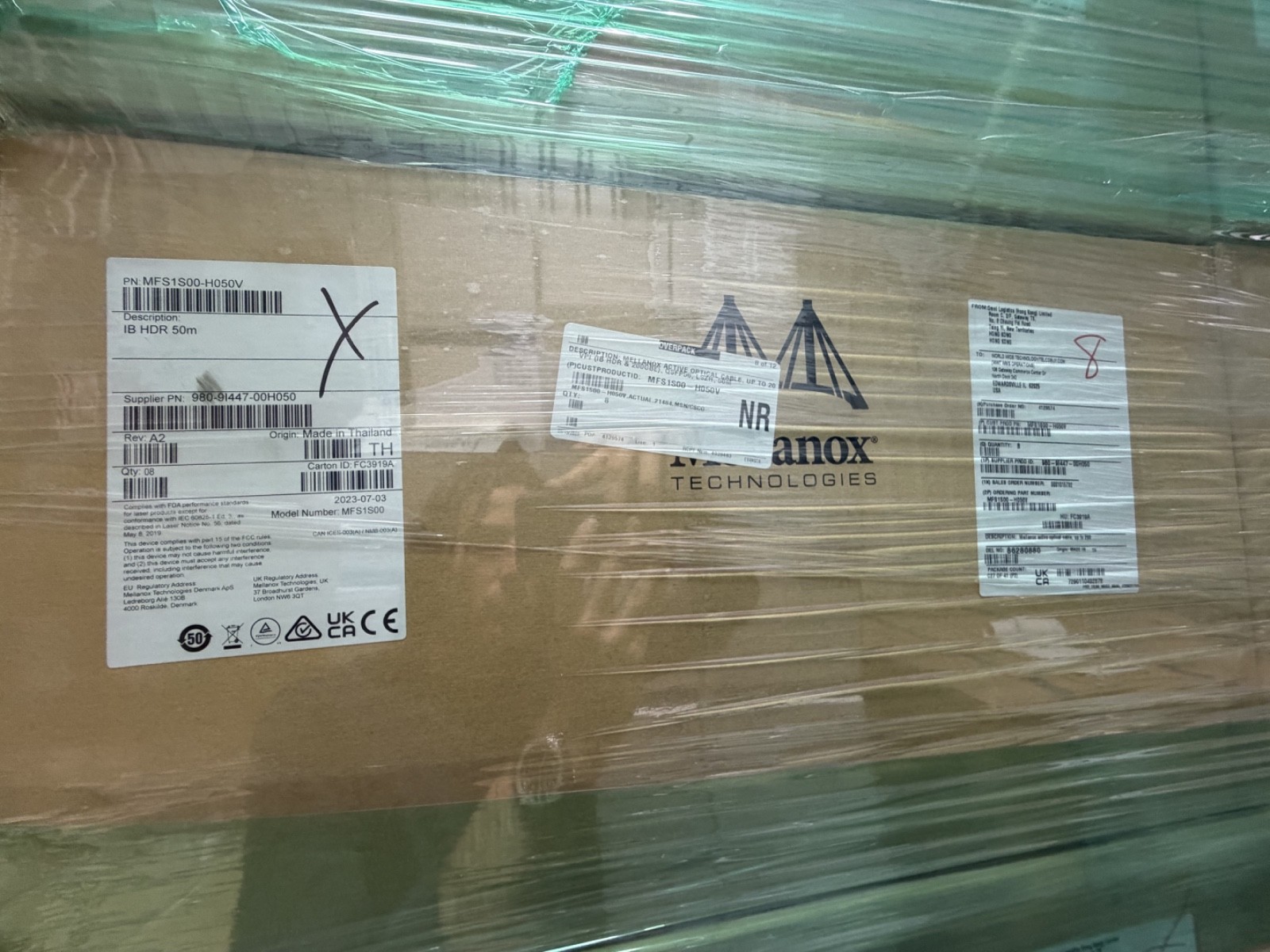 MFS1S00-H050V MELLANOX MFS1S00 Active Optical Cable up to 200Gbs QSFP56 50m