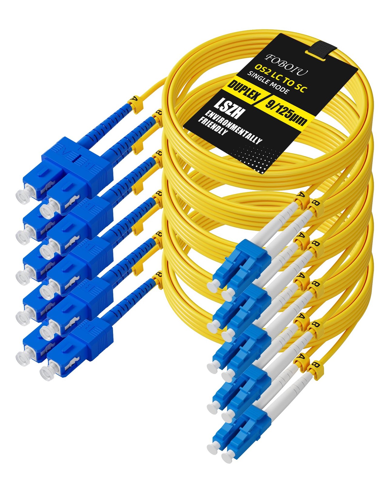 5 PCS 5m 16ft OS2 Single Mode LC SC Fiber Patch Cable SMF 9/125um UPC/UPC