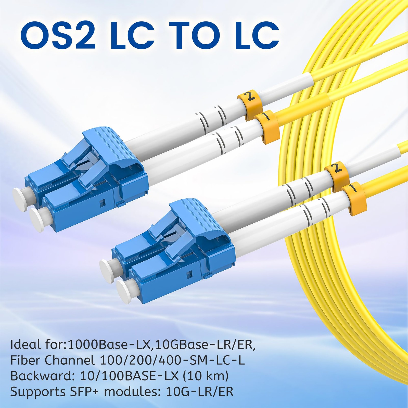 SpeedyCables OS2 LC-LC Fiber Cable 0.5m Yellow Duplex