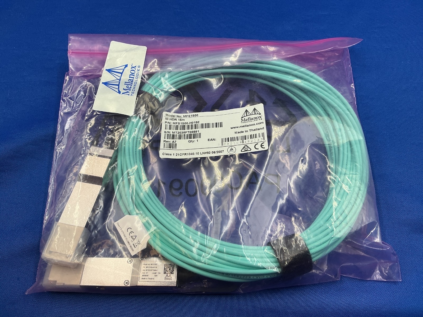 NEW MFS1S00-H015E NVIDIA Mellanox AOC Cable IB HDR up to 200Gb/s QSFP56 15m