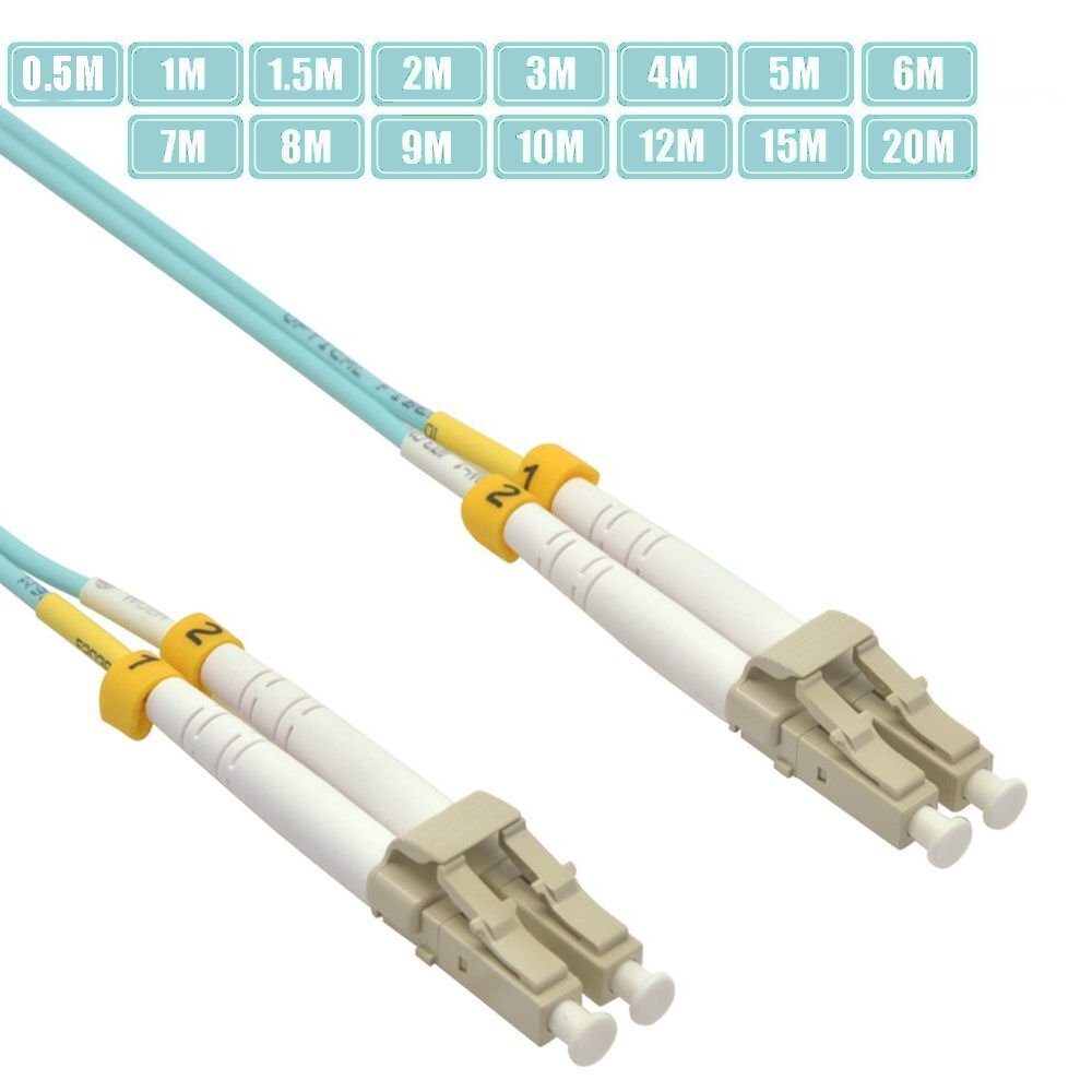 0.5-20m LC/UPC to LC/UPC Fiber Optic OM4 MultiMode Duplex 50/125 Lot Patch Cable