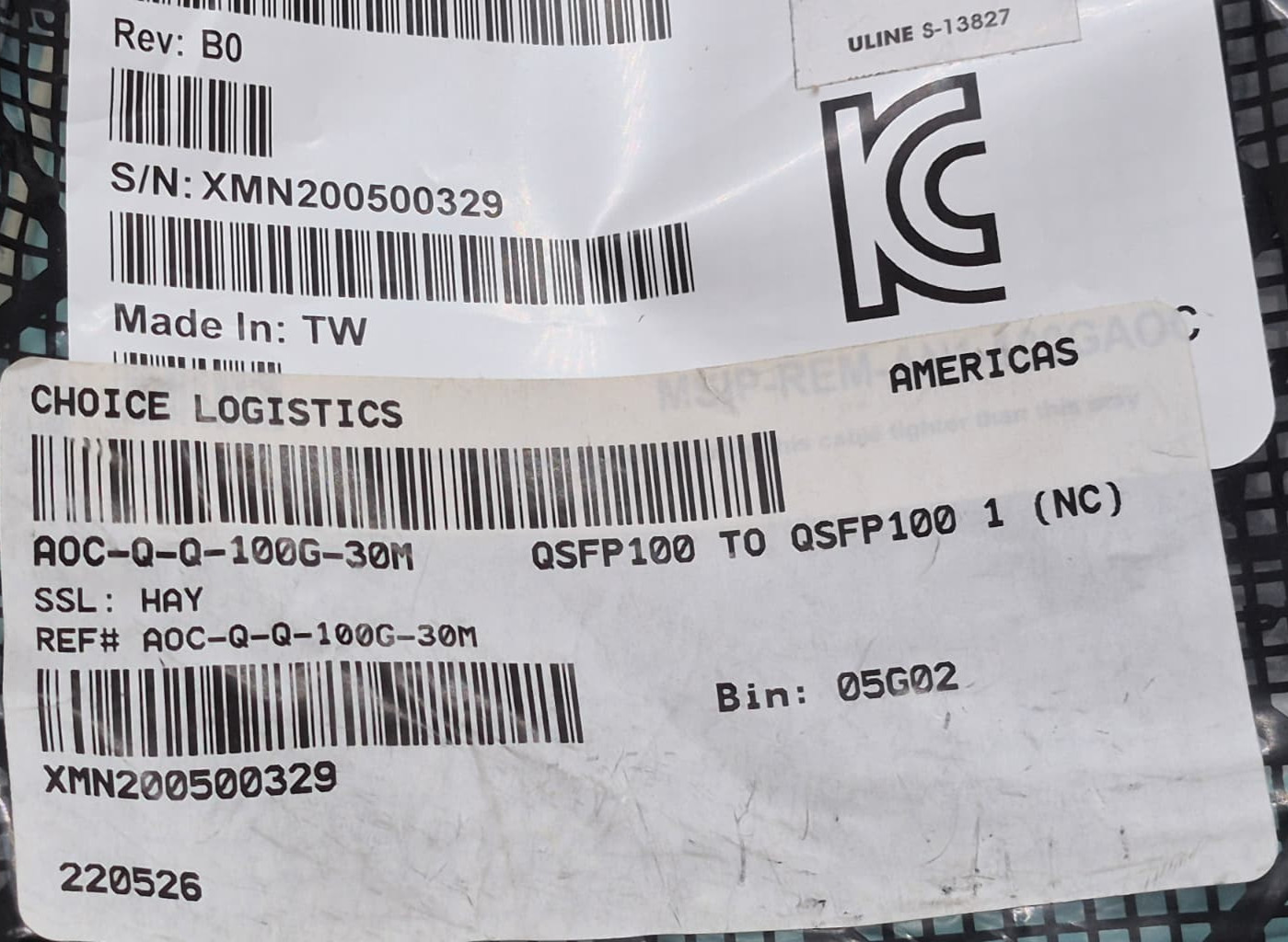 Sealed ARISTA AOC-Q-Q-100G-30M 30 Meter Active Optic Fiber Cable AOC-10034-20