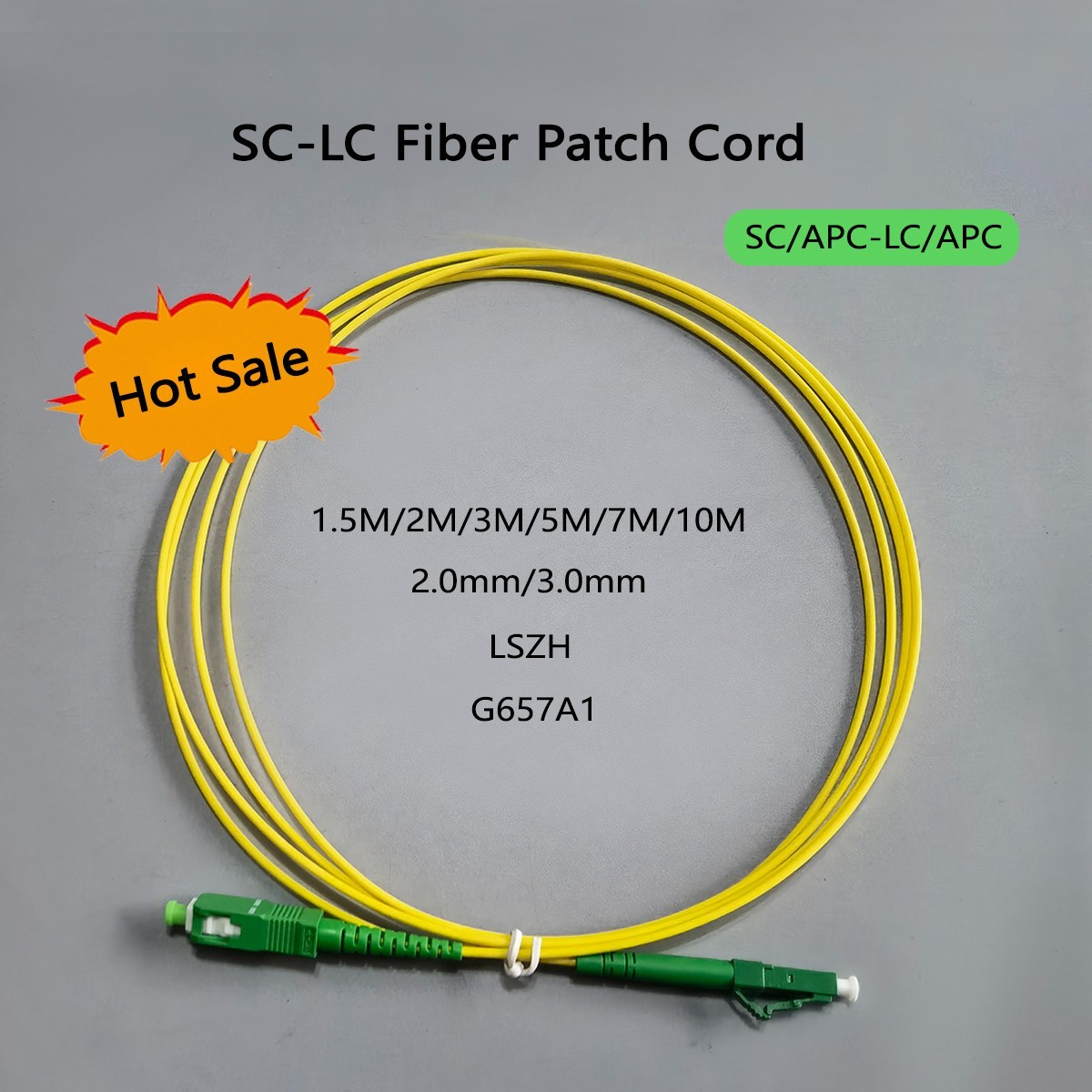 Fiber Optic Patch Cable SC/APC-LC/APC 2.0mm LSZH G657A1 Extension Cable 1.5M-10M
