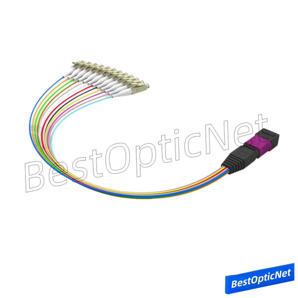 MPO Male to 12 LC OM4 12 Core Branch Fiber Optical Patch Cord Cable MTP Cassette