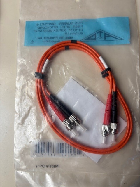 Allen Tel ST to ST Fiber Optic Patch Chord GBST2-D2-01