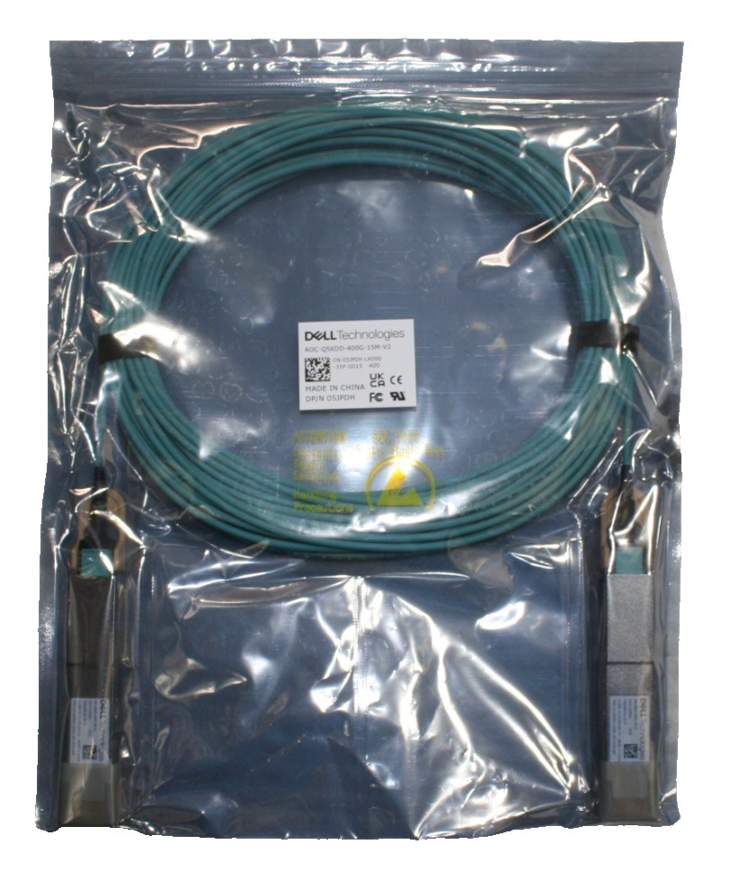 DELL 400GbE 15 Meter / 49 Ft Active Optic Cable OM4 AOC-Q56DD-400G-15M 5JPDH