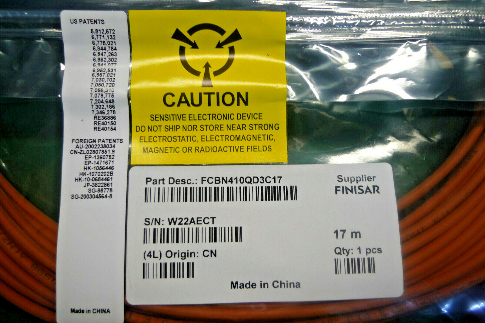 New Genuine Finisar Quadwire Optical Cable 17M FCBN410QD3C17