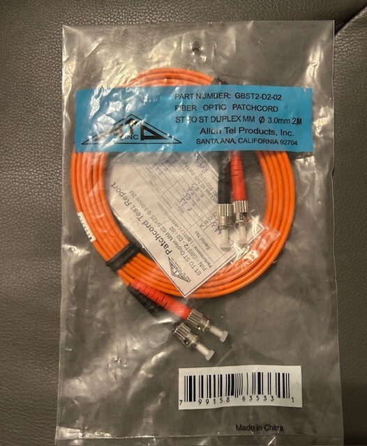 Allen Tel Products GBST2-D2-02 Fiber Optic Cable ST to ST, 2 M