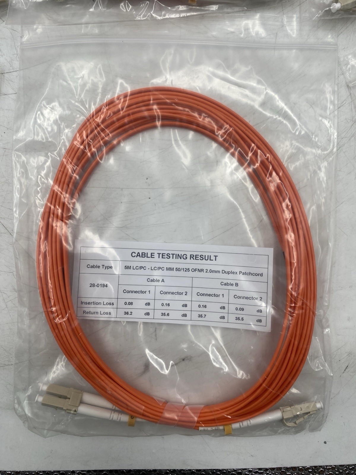 Lot of 11 Optical Fiber 5M LC/PC-LC/PC MM 50/125 OFNR 2.0mm Duple Patchcord