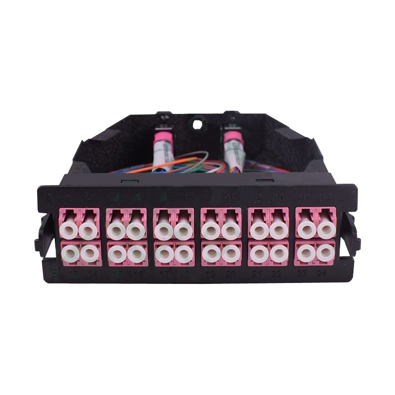 24 Fibers OM4 Multimode MTP/MPO Cassette Box 2x MTP-12 to 12x LC Duplex Type A