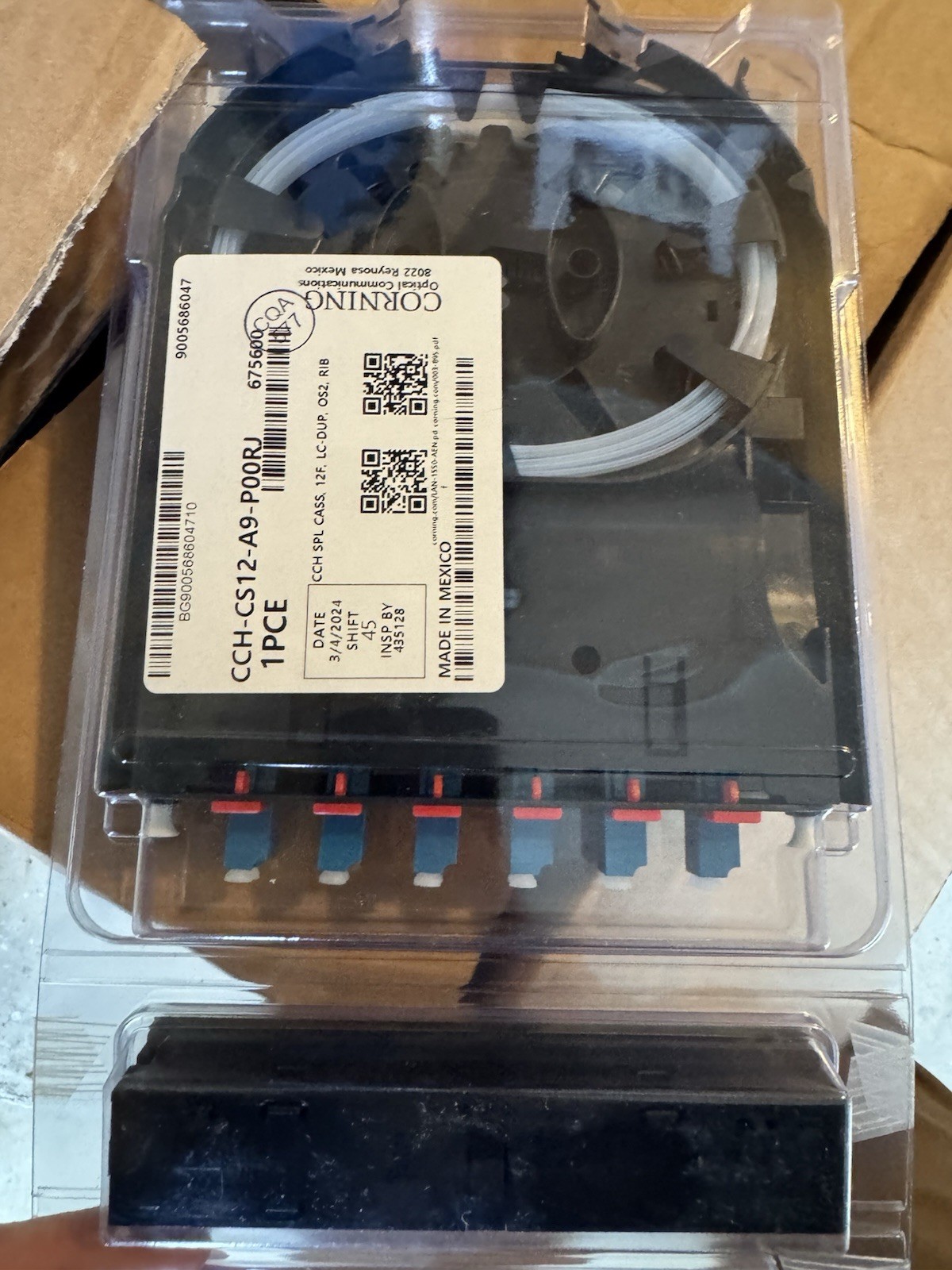 Corning CCH-CS12-A9-P00RJSplice Cassette 12 Fiber LC Duplex OS2
